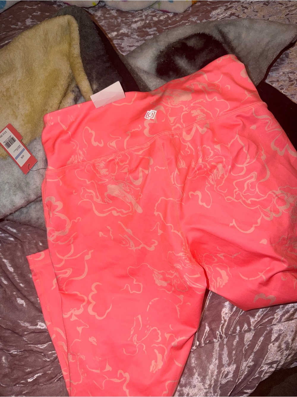 ZELOS Coral Pink Swirl' Active cropped Leggings like capris